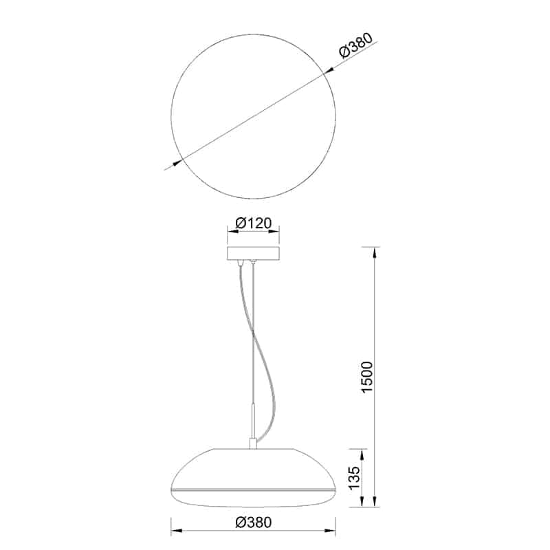 Plano de medidas - Mantra Kazz Lámpara de techo colgante 4 Luces negro 8138