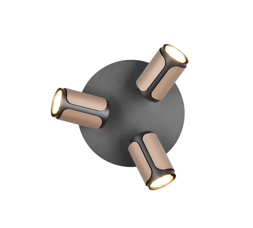 Foco Trio Gillan 3 luces marrón café 30cm 814530365 - vista 2