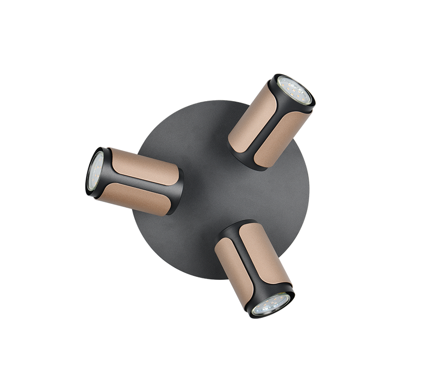 Foco Trio Gillan 3 luces marrón café 30cm 814530365 - vista 4