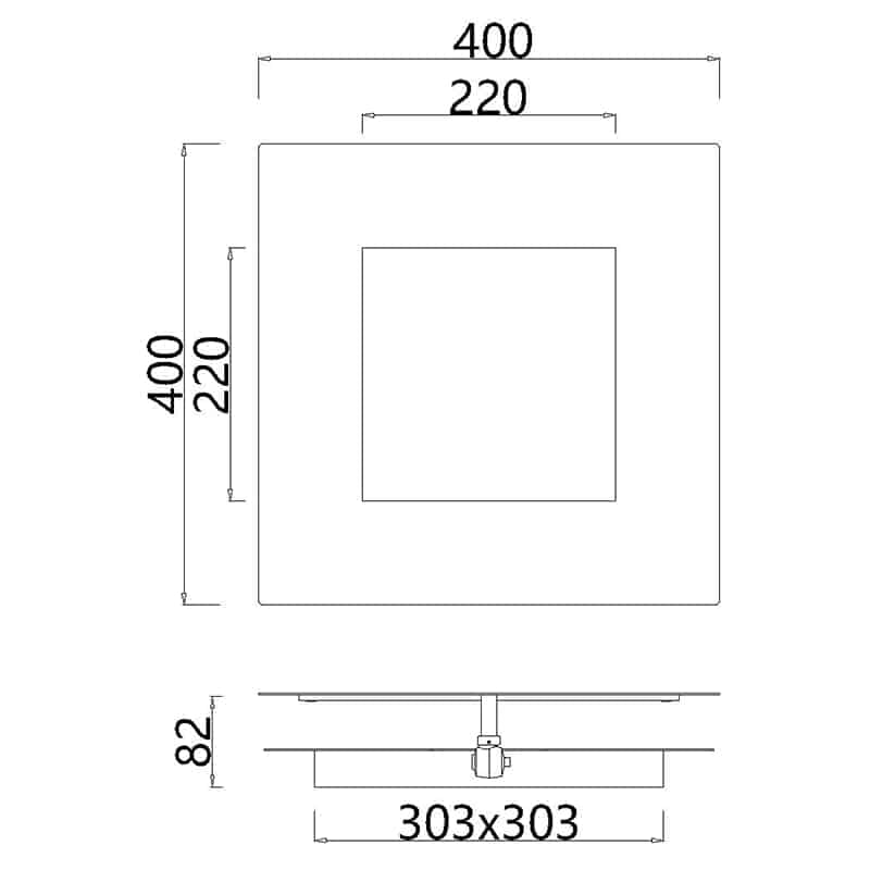 Plano de medidas - Mantra Dalia Aplique de pared LED 3000K aluminio negro y dorado 8145