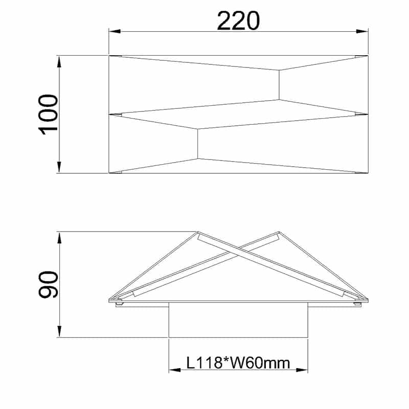 Plano de medidas - Mantra Fuji Aplique LED 10W 3000K negro 8157