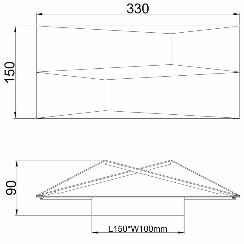 Plano de medidas - Mantra Fuji Aplique LED 14W 3000K blanco 8158