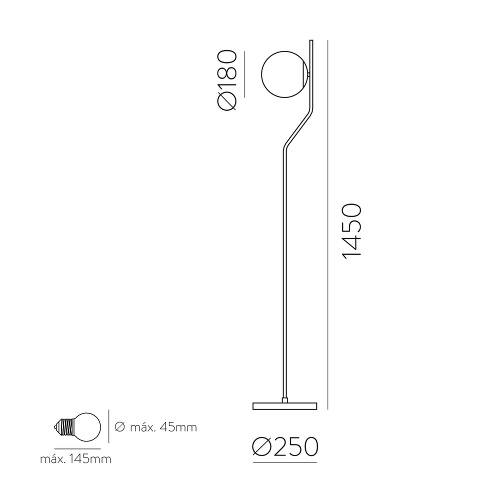 ACB Maui Floor Lamp 8163/1 Opal/Matte Black, LED E27 15W, I, (E27 max. Ø45 mm) H81631N