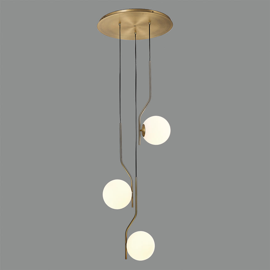 ACB Maui Lámpara colgante luz opal oro viejo mate LED E27 3x C81633O