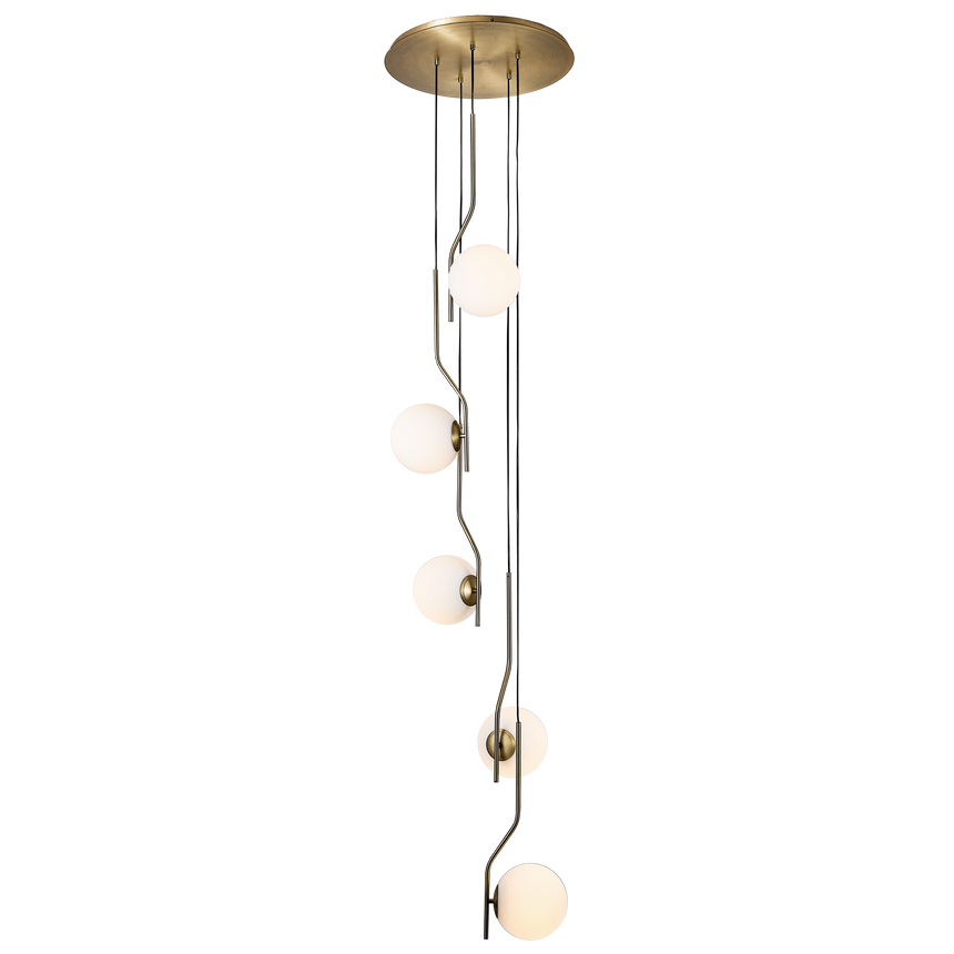 ACB Maui Pendant Light Opal/Matt Antique Gold LED 5x E27 C816352O