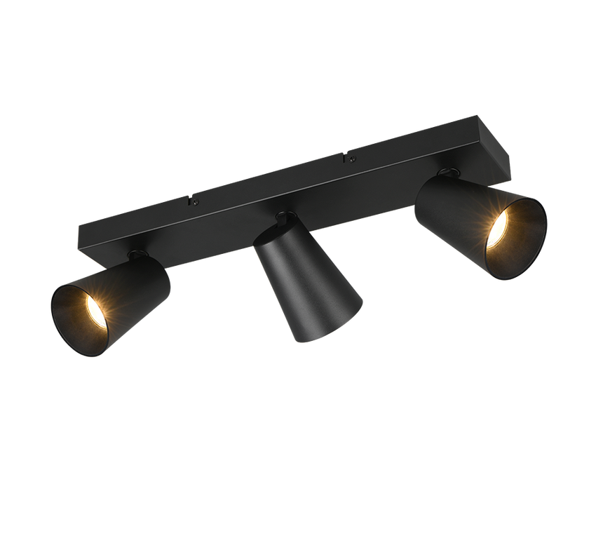 Regleta de focos Sharp Trio negro, dorado 3 luces GU10 817100332