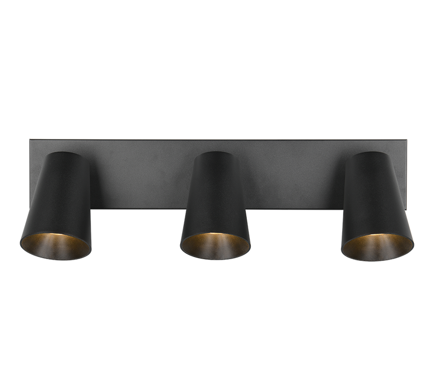 Regleta de focos Sharp Trio negro, dorado 3 luces GU10 817100332