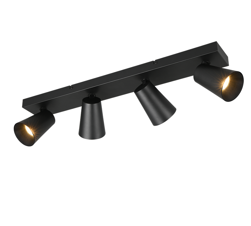 Regleta de focos Sharp Trio negro, dorado 4 luces GU10 817100432