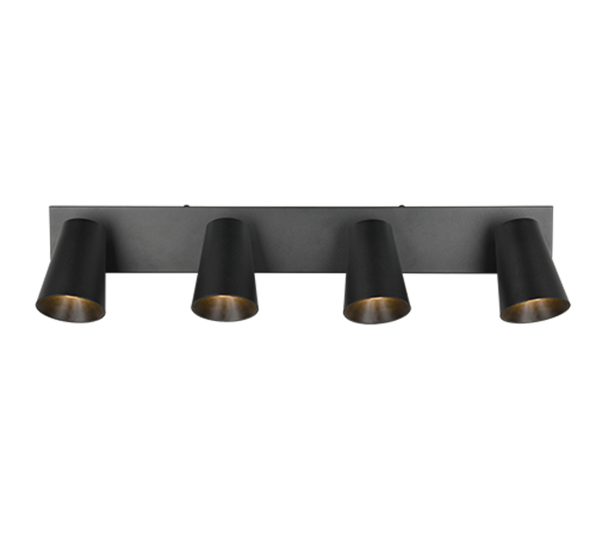 Regleta de focos Sharp Trio negro, dorado 4 luces GU10 817100432