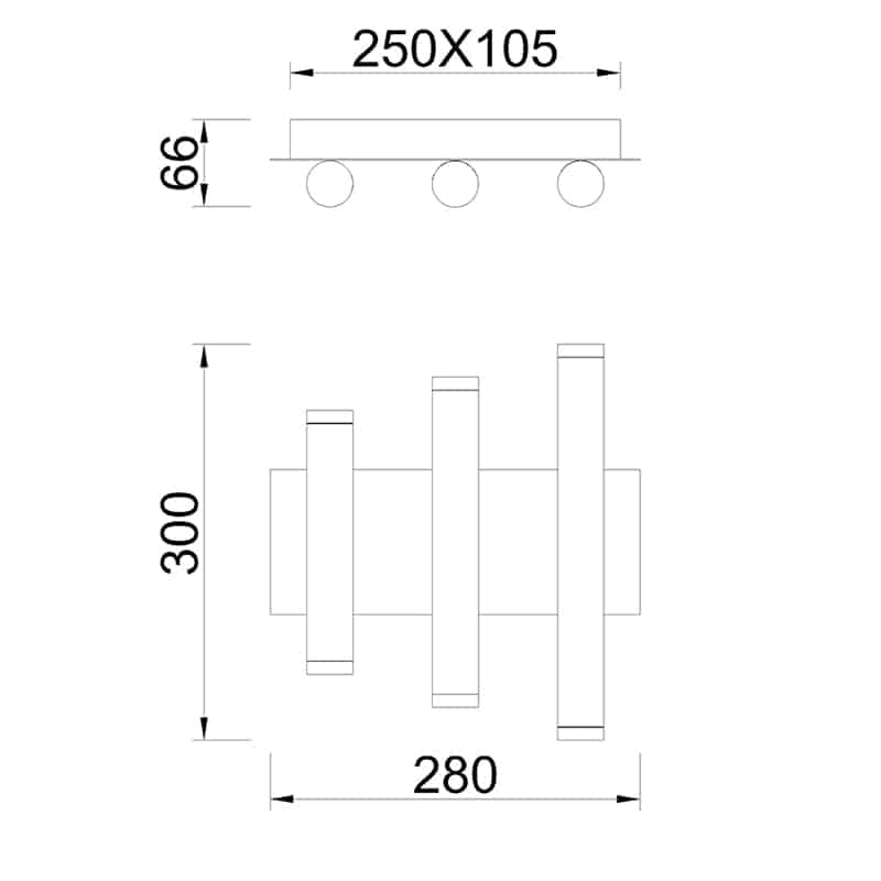 Plano de medidas - Mantra Cala Aplique LED 36W 3000K negro 8190