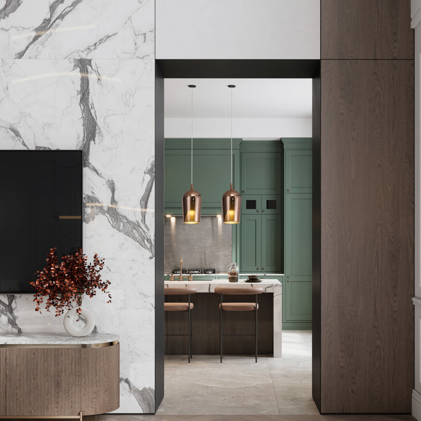 Mantra Elsa Lámpara de techo colgante de campana de cristal 2.5M-E27 cobre 8246