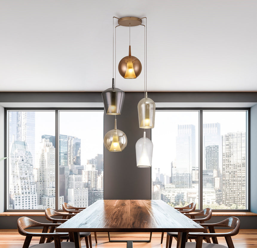 Mantra Elsa Lámpara de techo colgante 5 luces oro 8259