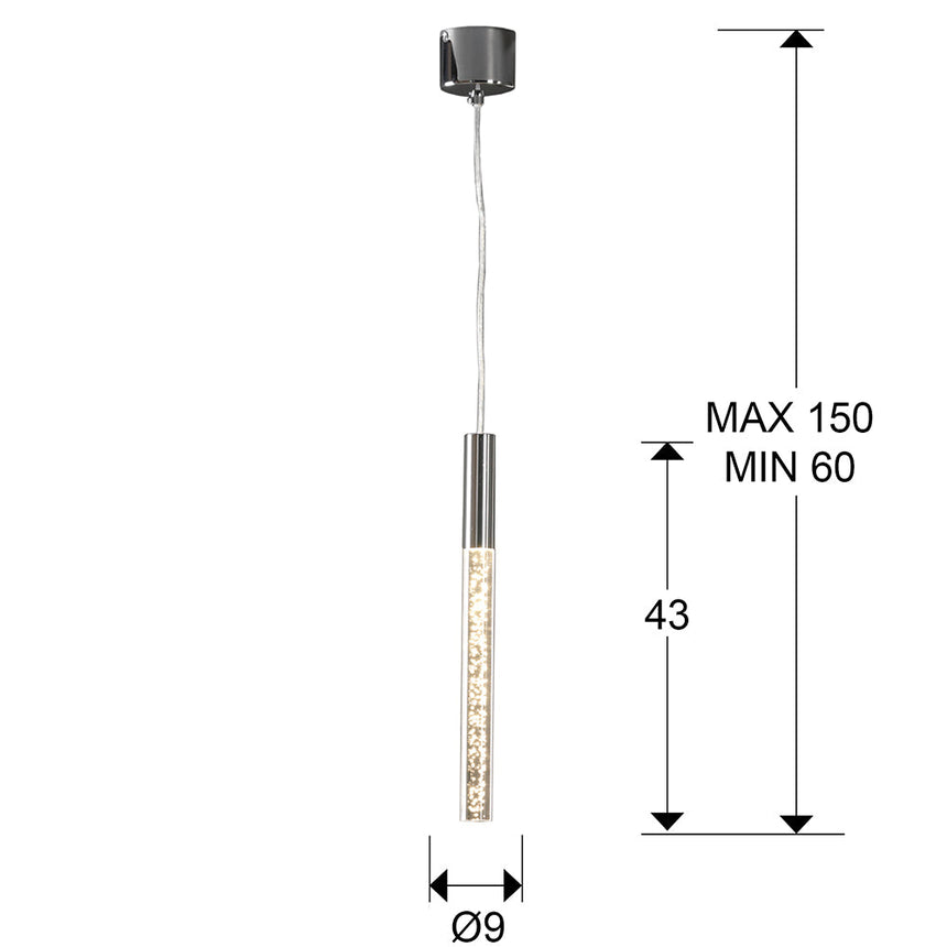 Medidas y dimensiones - Lámpara de techo colgante Schuller Cosmo 1 luz cromo 3000K 827746