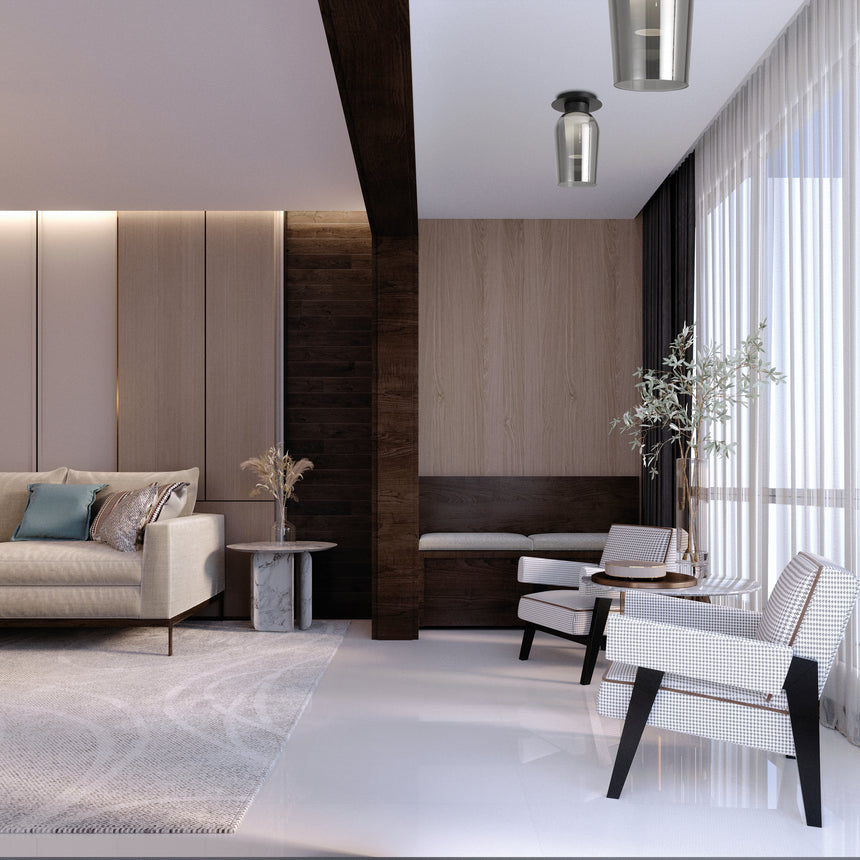 Mantra Nora Semi Ceiling Light Black/Marble 8287