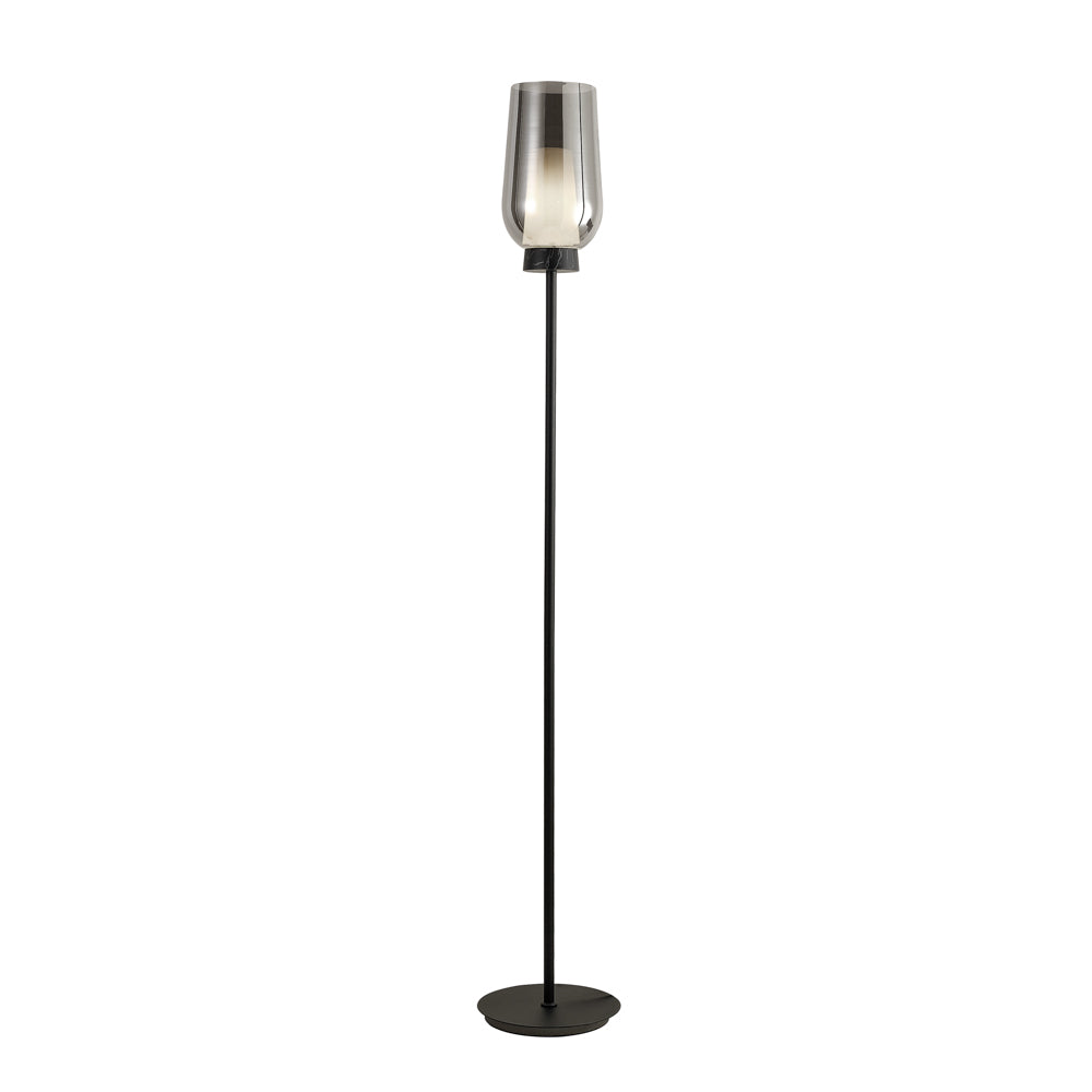 Mantra Nora Black Smoked Glass Living Room Floor Lamp 8290
