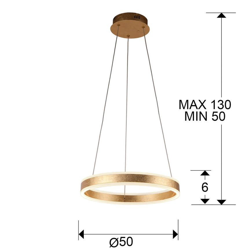 Medidas y dimensiones - Lámpara de techo colgante Schuller Helia pan de oro 3000K Ø50cm 831940
