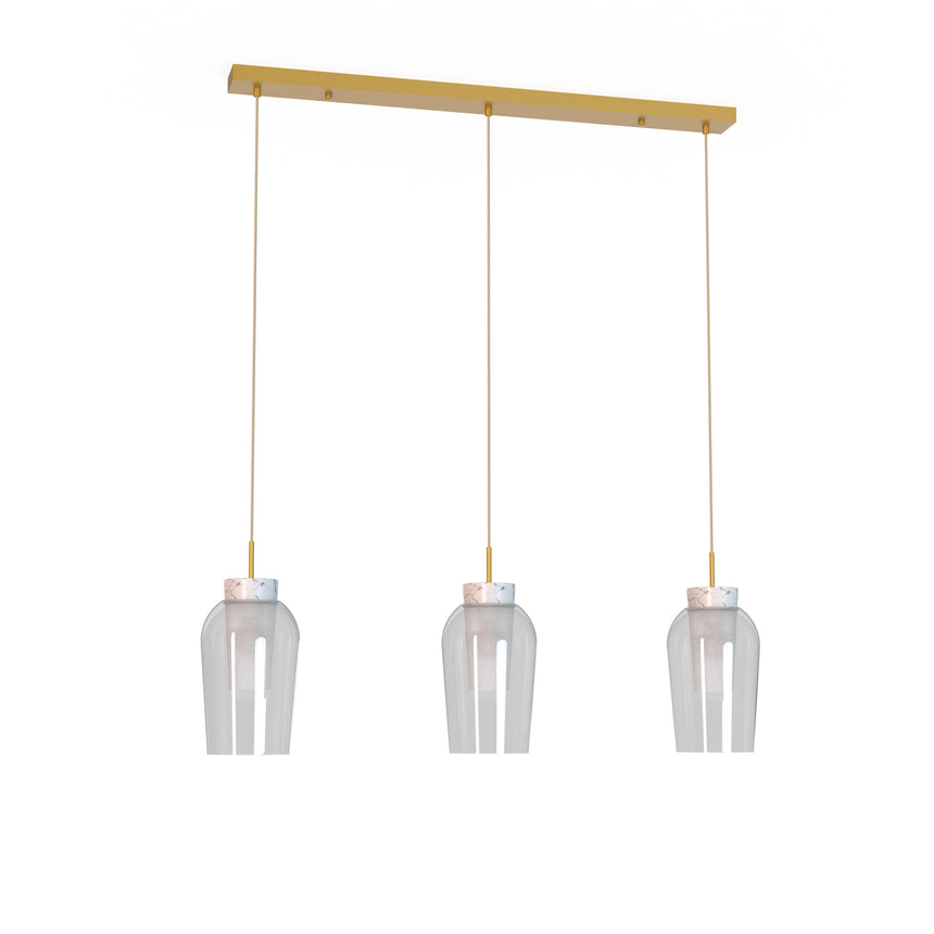 Mantra Nora Linear Pendant Ceiling Lamp 3 Lights Gold/White 8397