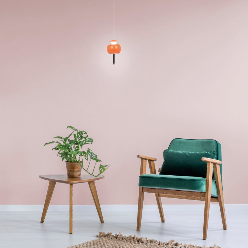 Mantra Roller Pendant Ceiling Lamp 1 Light Orange 8409