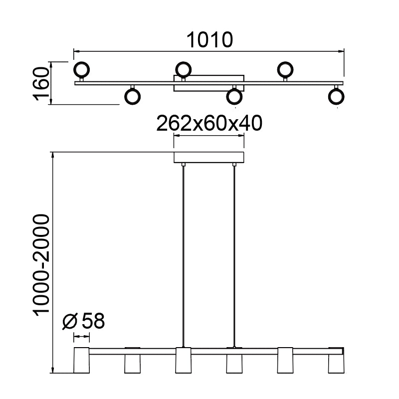 Plano de medidas - Mantra Sal Lámpara de techo colgante oro 8486