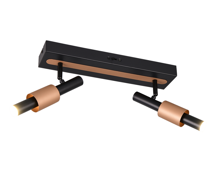 Regleta de focos Trio Ikaris negro 2 luces LED 42x20,5cm 855310232
