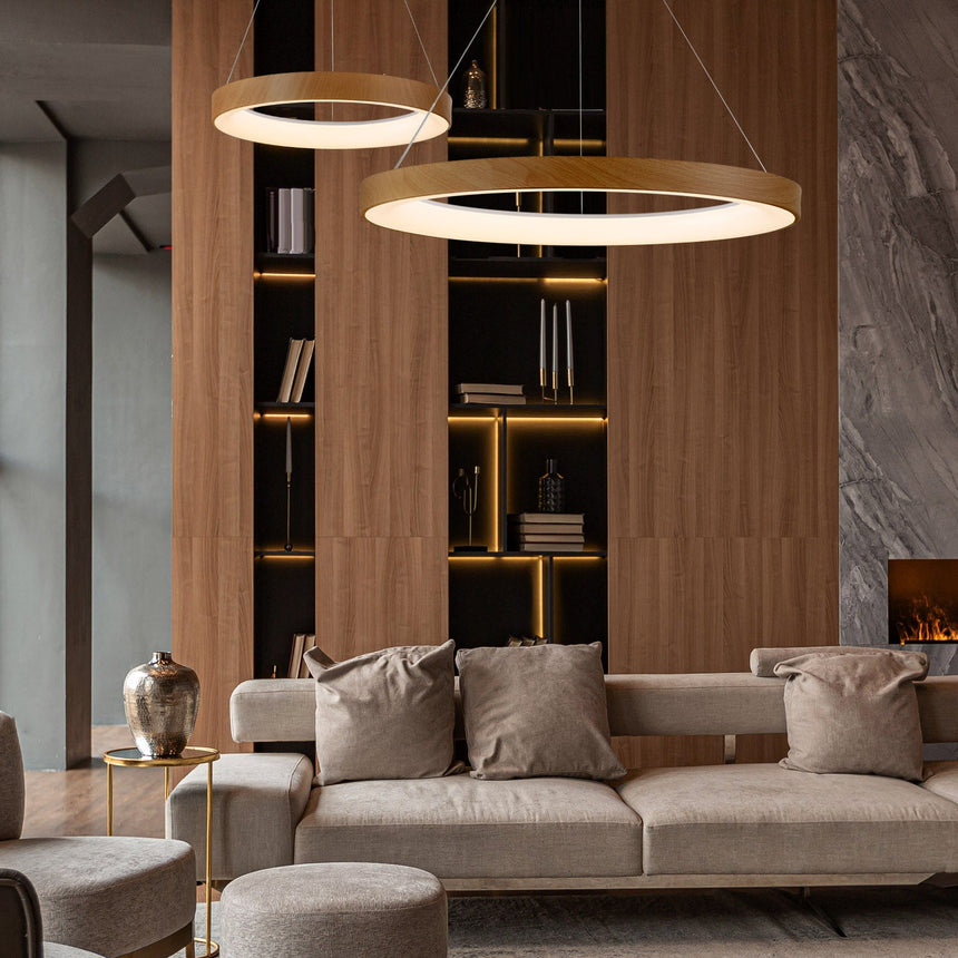 Mantra Niseko II Dimmable LED Pendant Light 65cm Wood 8575