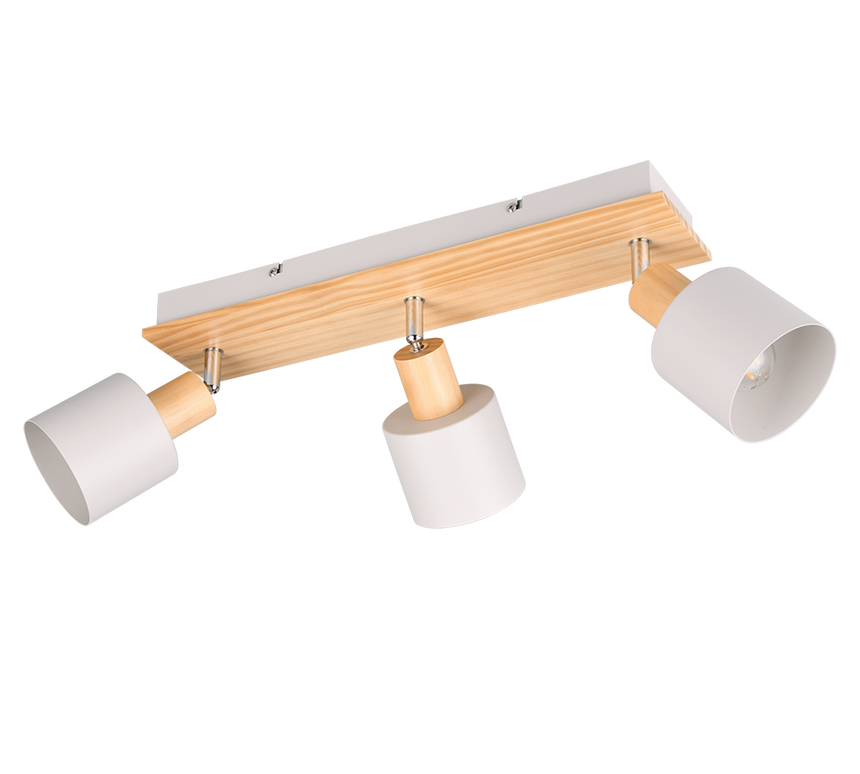 Regleta de focos Shanti Trio gris, madera 3 luces 862700376