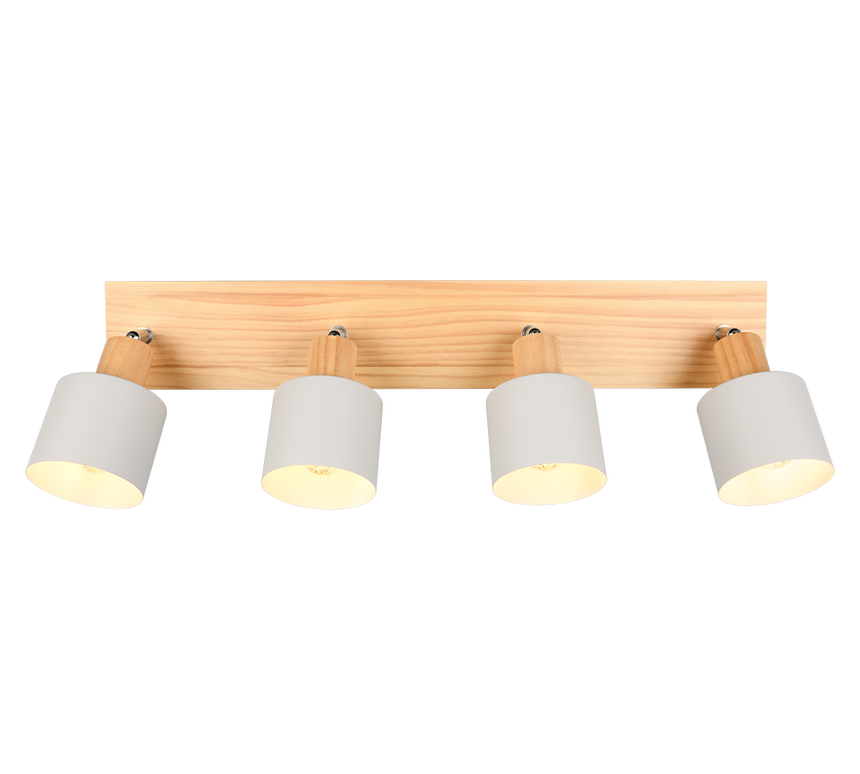 Regleta de focos Shanti Trio gris, madera 4 luces 862700476