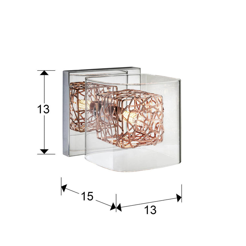 Medidas y dimensiones - Lámpara aplique de pared Schuller Lios 1 luz cromo y cobre 867123