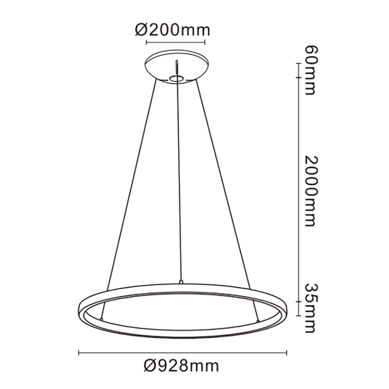 Plano de medidas - Mantra Riumar Lámpara de techo colgante LED 20W arena Ø92cm 8677