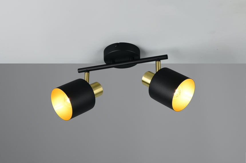 Foco Trio Eva LED negro y dorado 2700K 36,5cm 868800280