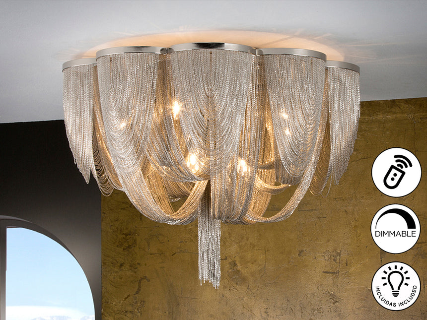 Plafón Schuller Minerva 10 luces níquel regulable con m - vista 2