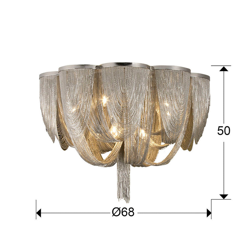 Medidas y dimensiones - Plafón Schuller Minerva 10 luces níquel Ø68cm 872469