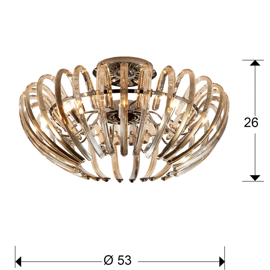 Medidas y dimensiones - Plafón Schuller Ariadna 9 luces cromo y champán Ø53cm 876360