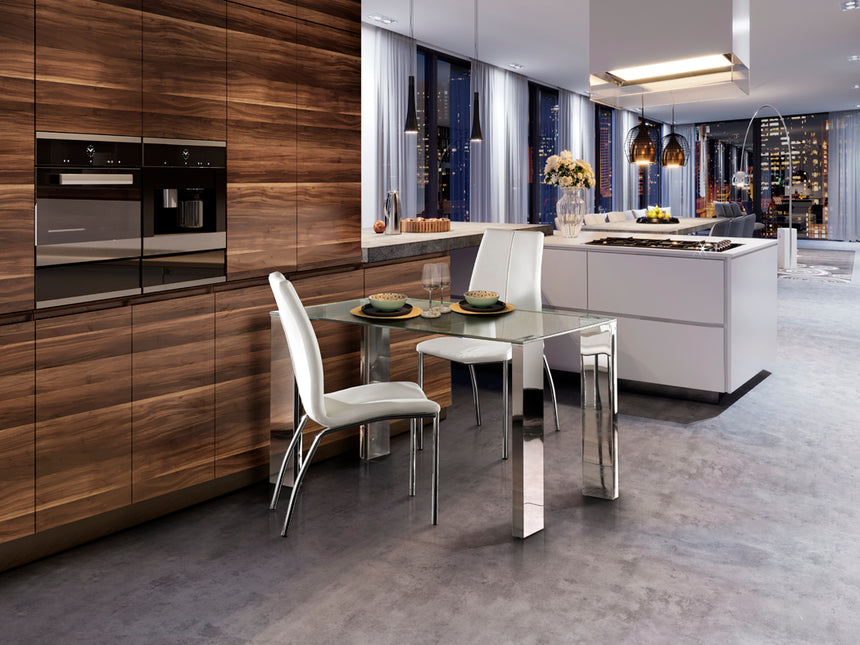 Schuller Malibú Mesa comedor y cocina de acero y cristal 876873