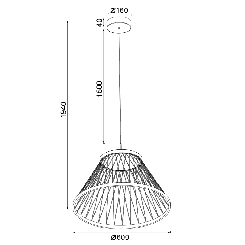 Plano de medidas - Mantra Spider Lámpara de techo colgante LED 43W 3000K gris 8949