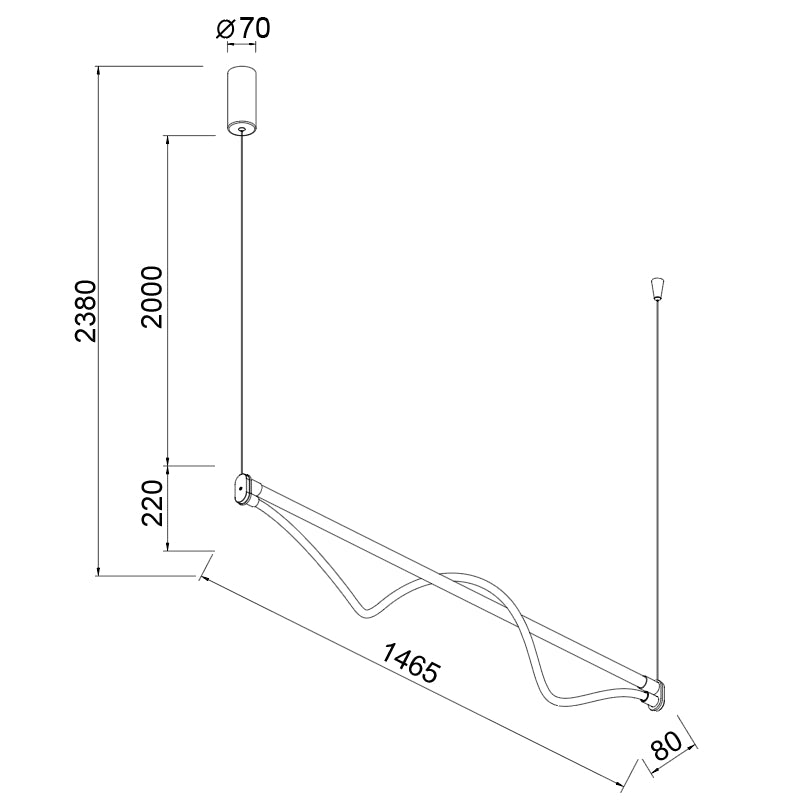 Plano de medidas - Mantra Fugaz Lámpara de techo colgante LED negro 8951