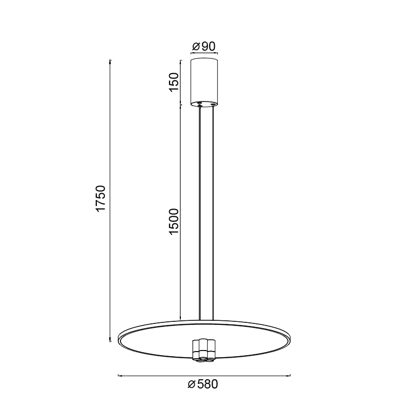 Plano de medidas - Mantra Nomada Lámpara de techo colgante LED negro/oro 8982