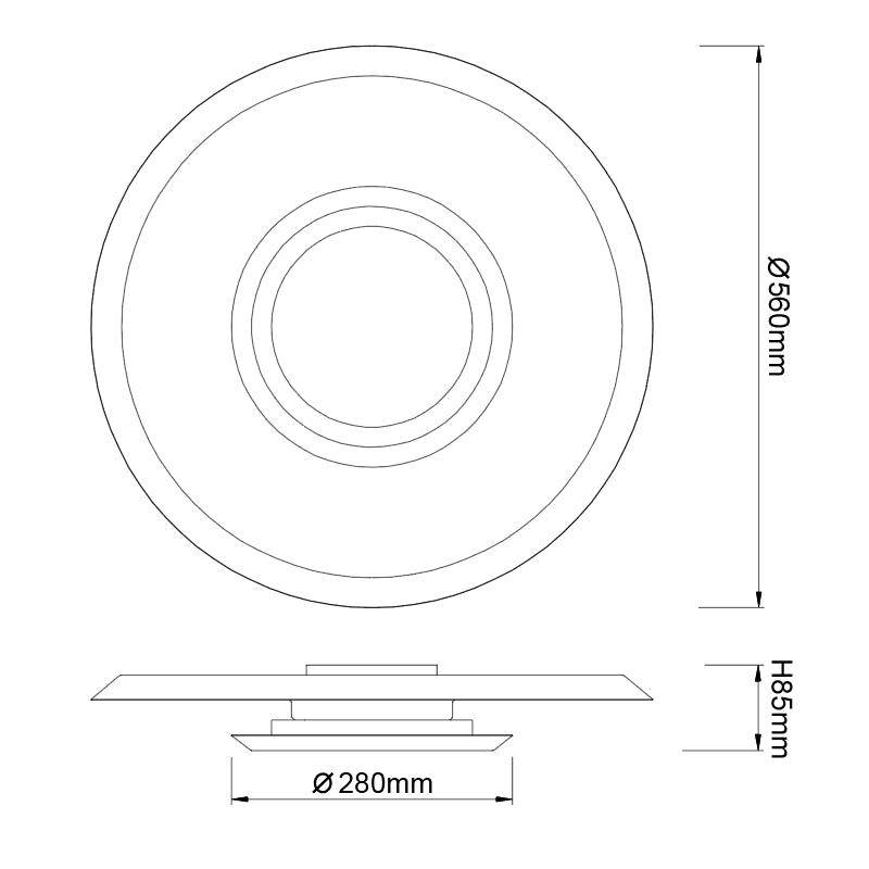 Plano de medidas - Mantra Tina Plafón LED 24W 3000K white/black 9002
