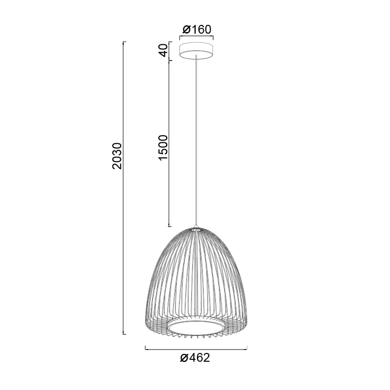 Plano de medidas - Mantra Smart Lámpara de techo colgante LED negro 9016