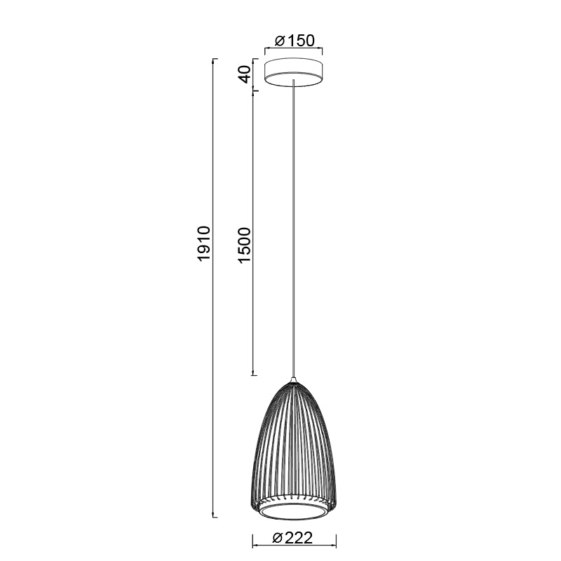 Plano de medidas - Mantra Smart Lámpara de techo colgante LED 20W 3000K negro 9017