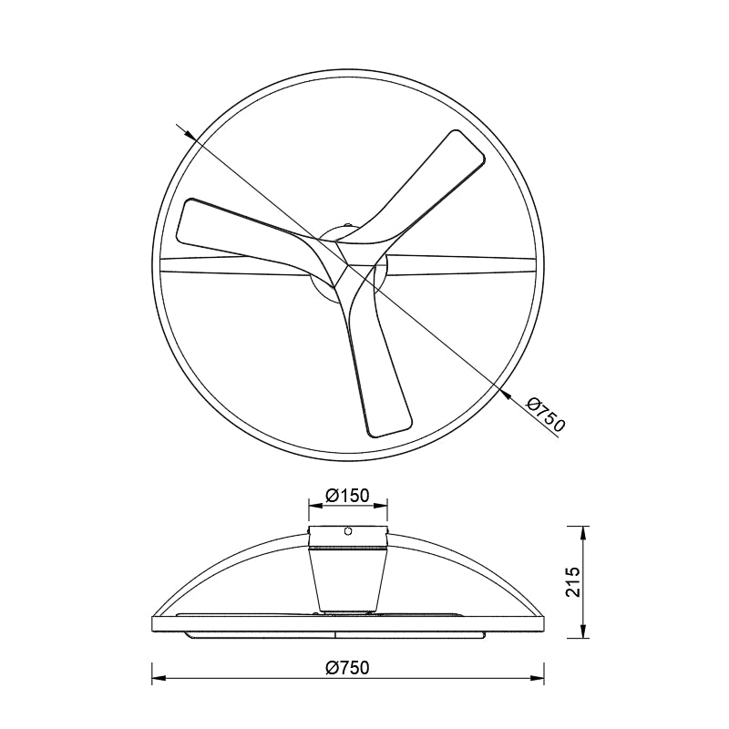 Plano de medidas - Mantra Nepal II ventilador de techo con luz plafón LED blanco 9043