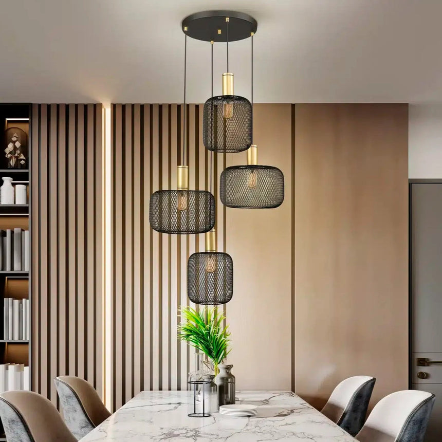 Schuller Osiris Lámpara de techo colgante 4 luces oro y negro 910477