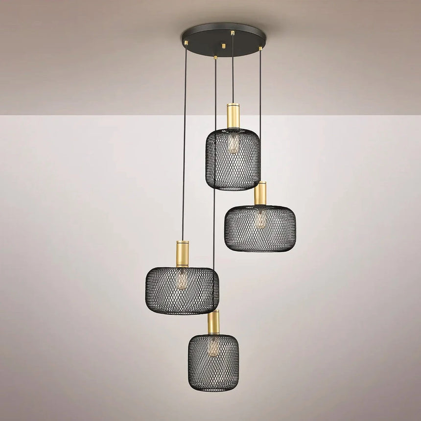 Schuller Osiris Lámpara de techo colgante 4 luces oro y negro 910477