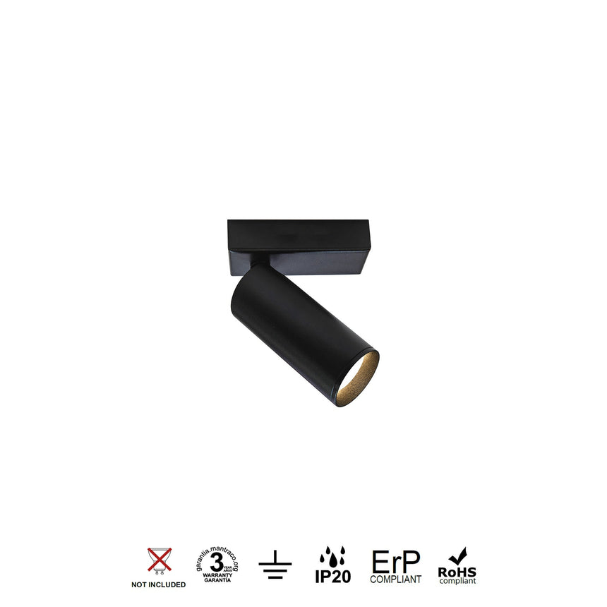 Foco/aplique lector superficie Mantra Nazaré GU10 negro — ref. 9175 (2)