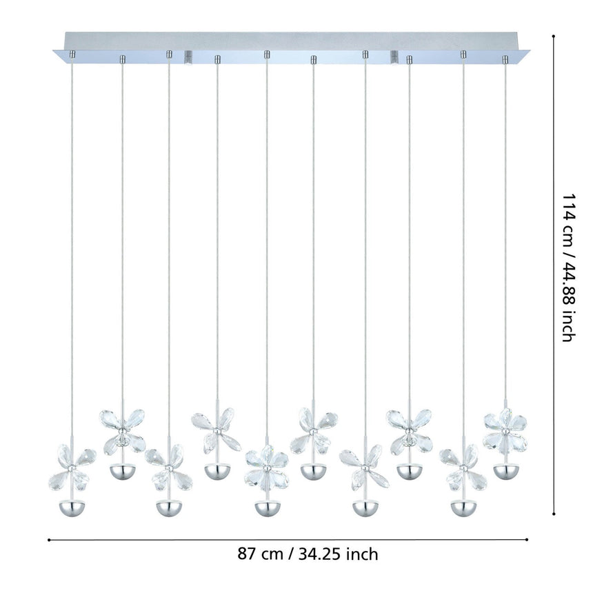 EGLO Pianopoli Lámpara de techo colgante LED acero inoxidable cristal cromo claro 93663