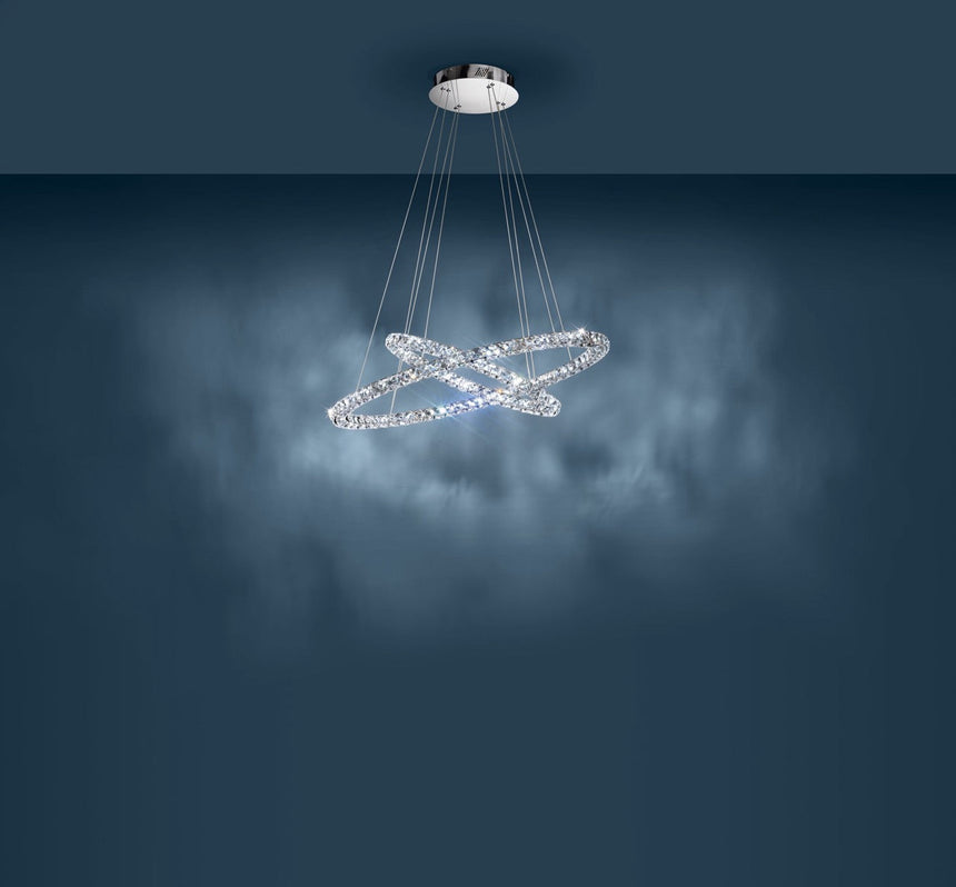 EGLO Toneria Lámpara de techo colgante LED 2 luces acero inoxidable cristal cromo claro 93946