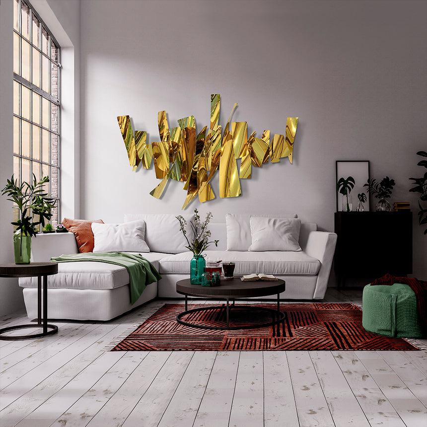 Schuller Fracture Escultura pared acero dorado 997218