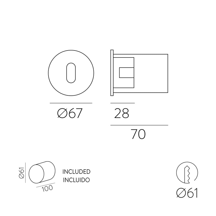 ACB Paul Recessed 16/3578 Textured White, 3W 3000K 290lm LED, CRI90 I, Integrated LED A3578101B