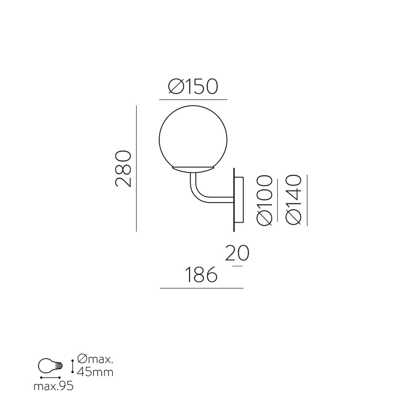 ACB Parma Aplique baño oro viejo mate opal LED E27 15W A3946180O