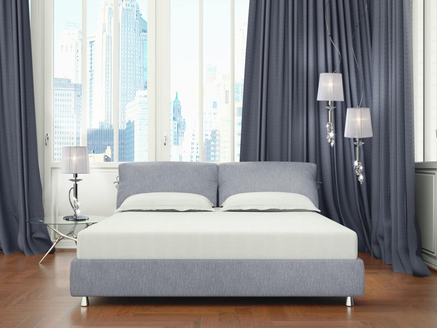 Mantra Tiffany Cromo Lámpara de techo colgante blanca tela 3861